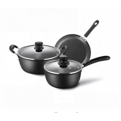 5 PCS Classic Carbon Steel Cookware Sets With Lid Eco-Friendly Cooking Sets Casseroles Nonstick Cookware Set